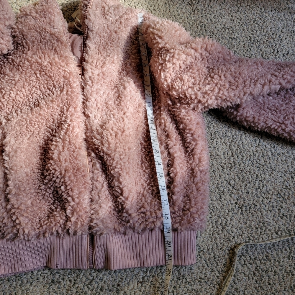 Love Tree Teddy Jacket Mauve Large Bomber Style Zip Front - Picture 12 of 14
